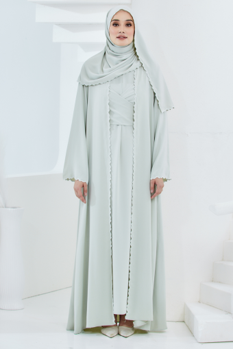 Nadeera Abaya in Light Sage