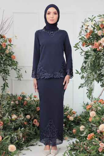 Hazel Kurung in Navy Blue