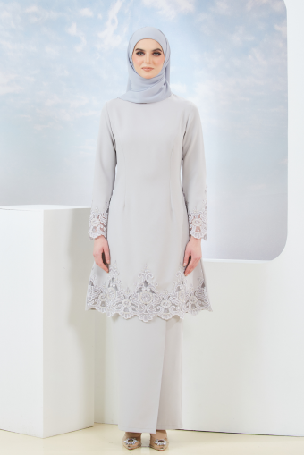 Inara Kurung in Light Grey