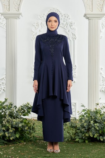 Kimberley Kurung in Navy Blue