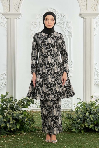 Lucille Kurung in Black Gray