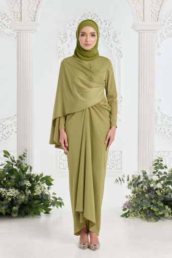 Callista Dress in Olive Green