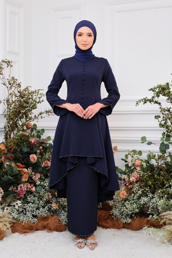 Chantelle Kurung in Navy Blue