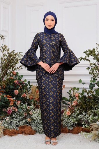 Cherish Kurung in Navy Blue