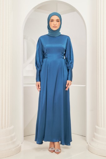 Rhea Abaya Dress in Teal Blue