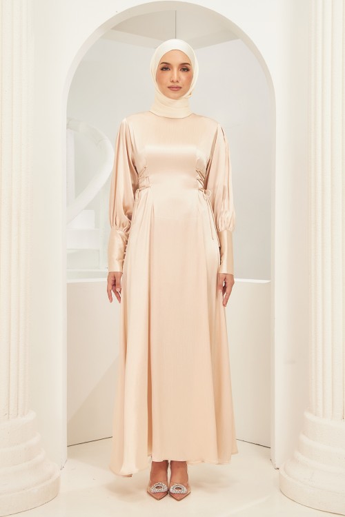 Rhea Abaya Dress in Nude