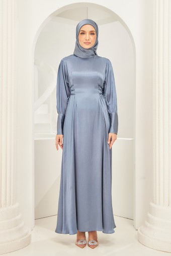 Rhea Abaya Dress in Stone Blue