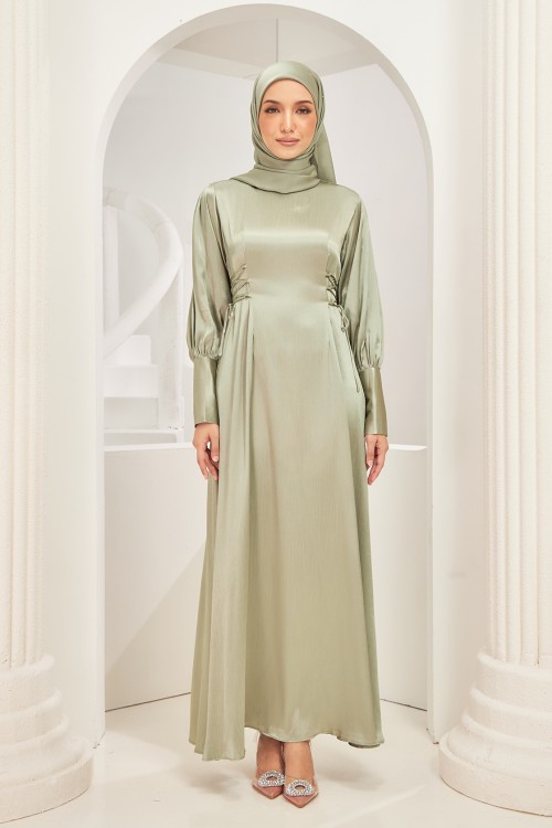 Rhea Abaya Dress in Sage Green