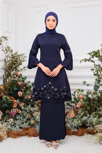 Jaslene Kurung in Navy Blue