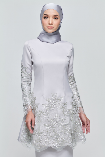 Myravallyn Online Fashion Malaysia Modest Clothing Baju Kurung Blaire Kurung In Silver Grey