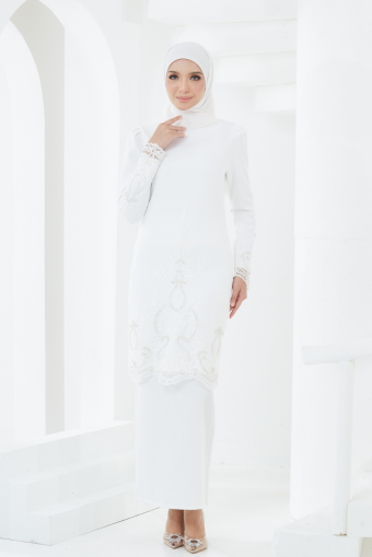 Orked Kurung in Off White