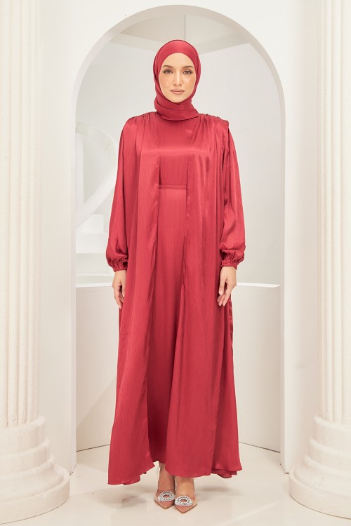 Ophelia Abaya Dress in Scarlet Red