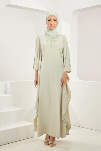 Tahera Abaya Caftan in Light Sage