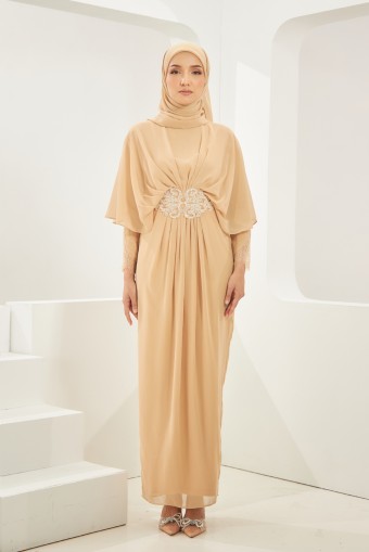 Hrida Abaya Dress in Beige
