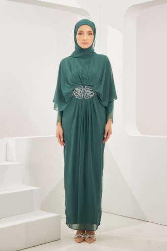 Hrida Abaya Dress in Emerald Green