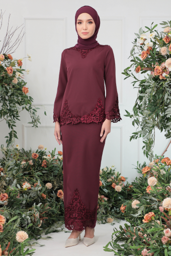 Hazel Kurung in Maroon