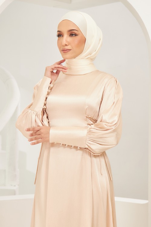 Rhea Abaya Dress in Nude