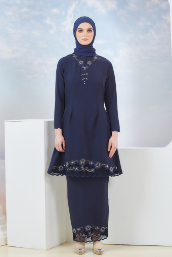 Odelia Kurung in Navy Blue