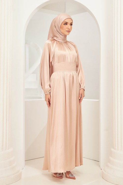 Vasia Abaya Dress in Light Beige