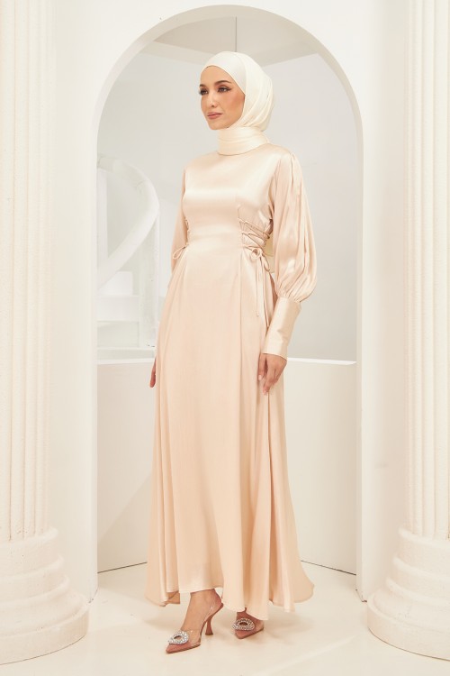 Rhea Abaya Dress in Nude