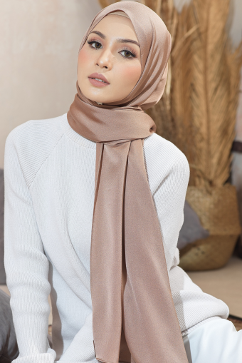 Luxe Satin Shawl - Tan