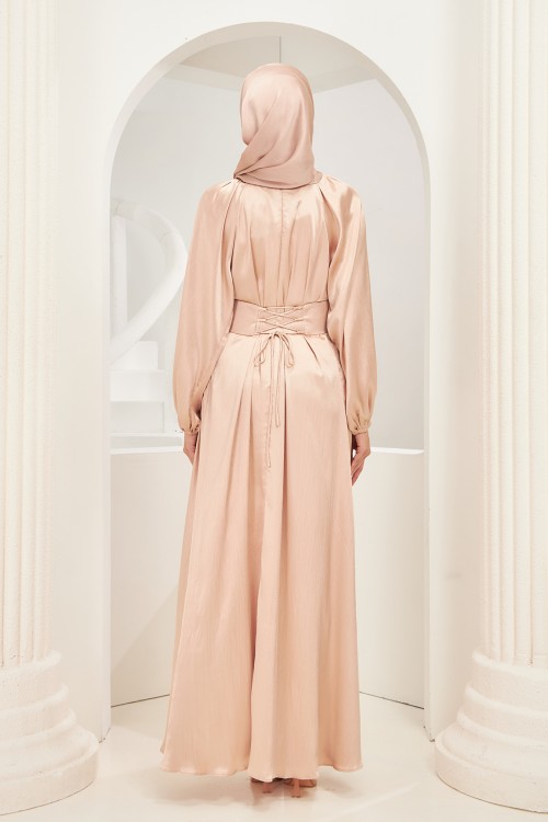 Vasia Abaya Dress in Light Beige