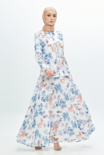 Ivy Dress in Blue & Orange