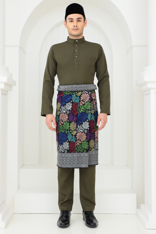 Adam Baju Melayu in Dark Olive Green