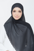 Riffle Embroidery Shawl - Black