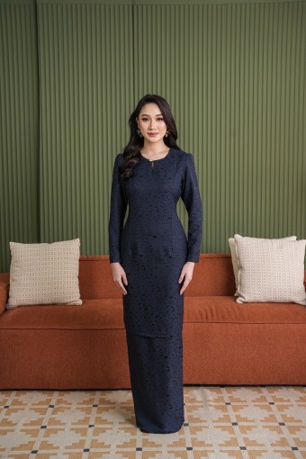 Melur Kurung in Navy Blue