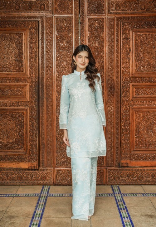 Qaira Kurung in Baby Blue