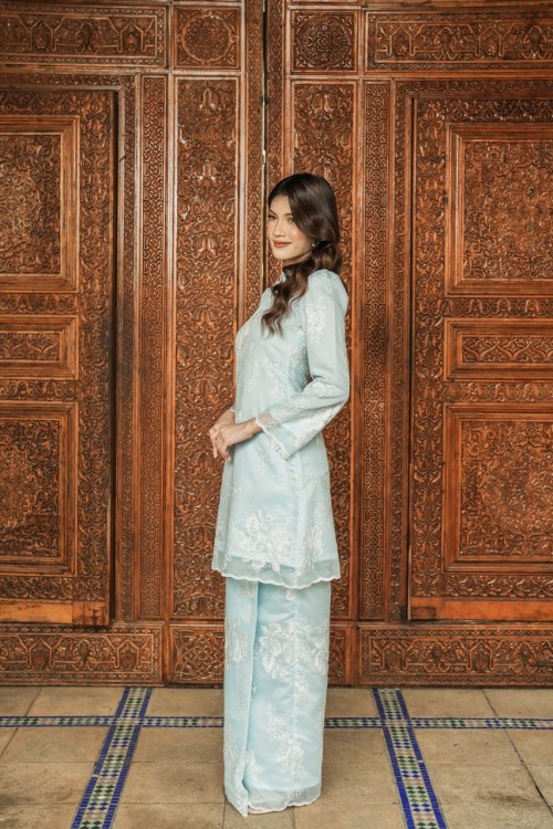 Qaira Kurung in Baby Blue