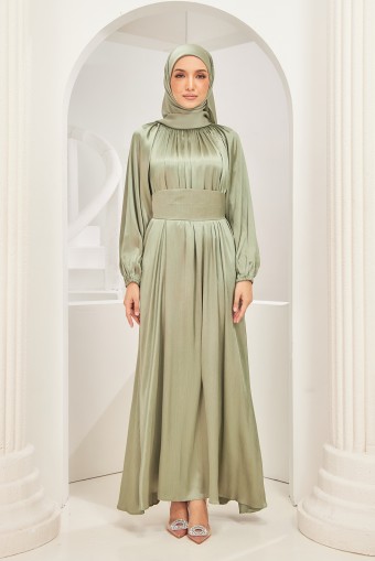 Vasia Abaya Dress in Dark Sage