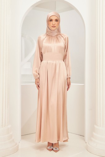 Vasia Abaya Dress in Light Beige