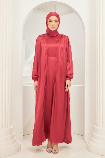 Ophelia Abaya Dress in Scarlet Red