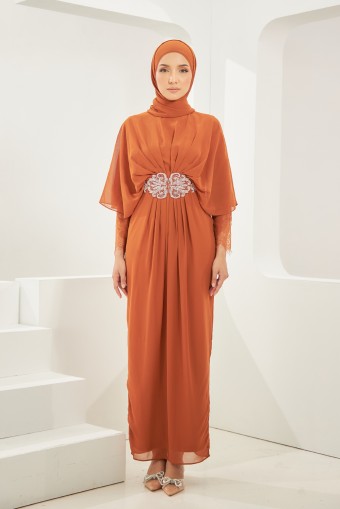 Hrida Abaya Dress in Sienna Brown