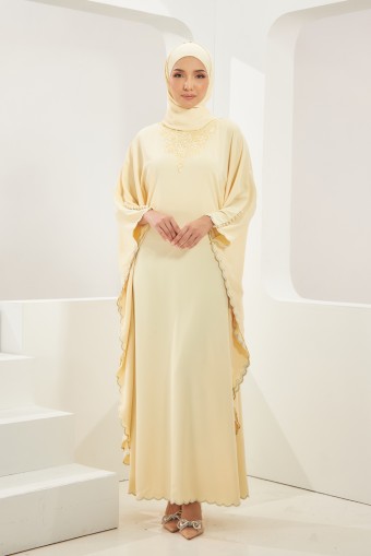 Tahera Abaya Caftan in Light Yellow