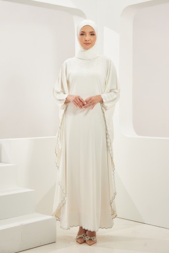 Tahera Abaya Caftan in Off White