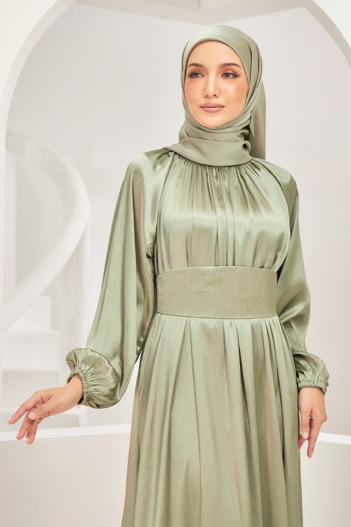 Vasia Abaya Dress in Dark Sage