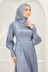 Rhea Abaya Dress in Stone Blue