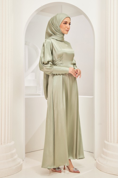 Rhea Abaya Dress in Sage Green