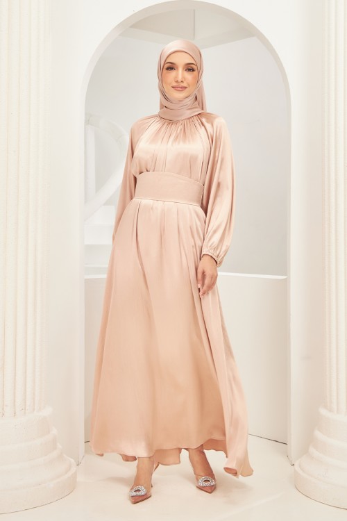Vasia Abaya Dress in Light Beige