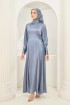 Rhea Abaya Dress in Stone Blue