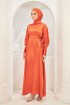 Rhea Abaya Dress in Burn Orange