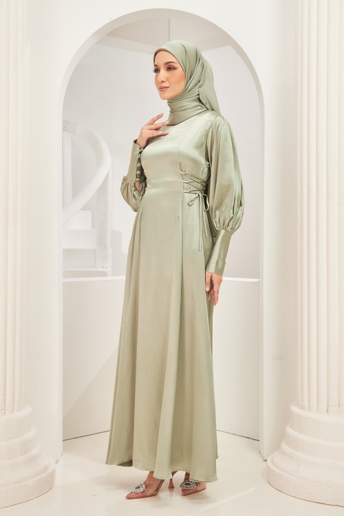 Rhea Abaya Dress in Sage Green