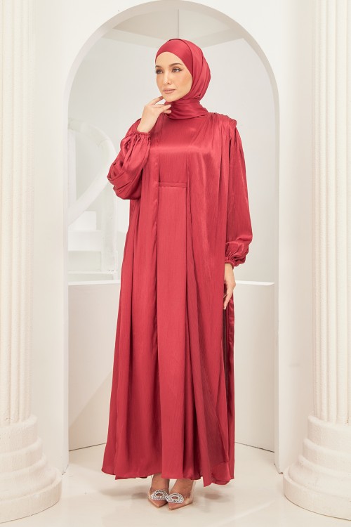Ophelia Abaya Dress in Scarlet Red