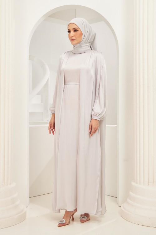 Ophelia Abaya Dress in Pearl Gray