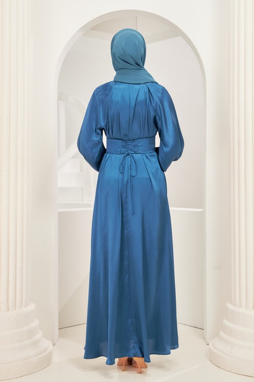 Vasia Abaya Dress in Teal Blue
