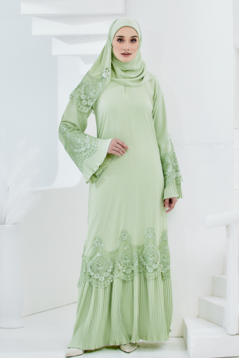 Fouzia Abaya in Apple Green