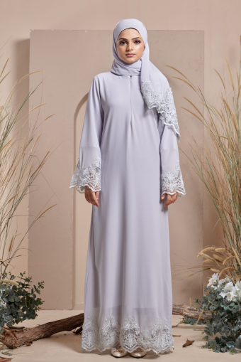 Huda Abaya in Light Grey